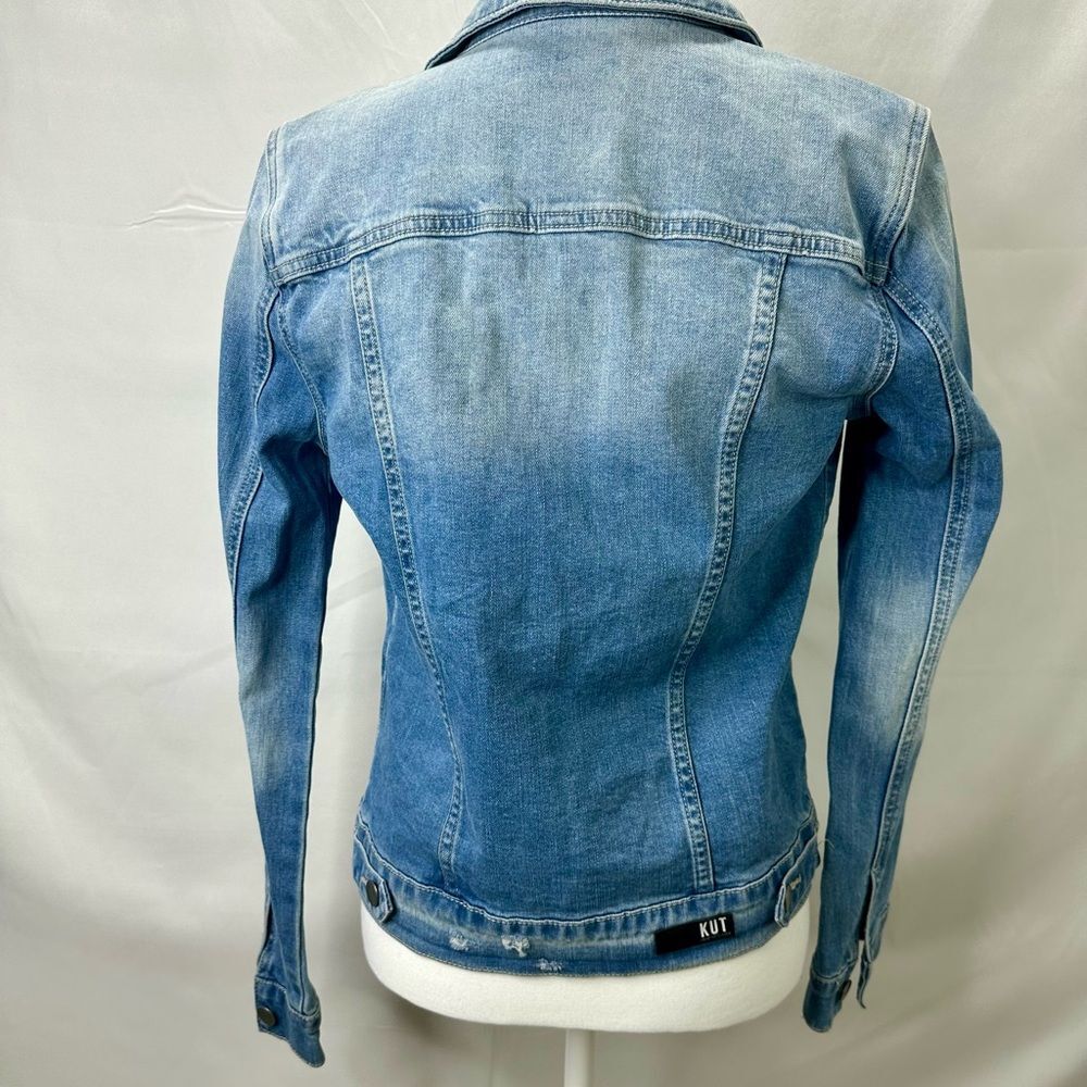 Kut from the Kloth Amelia Light Blue Distressed Jean Jacket Size S - Picture 11 of 16